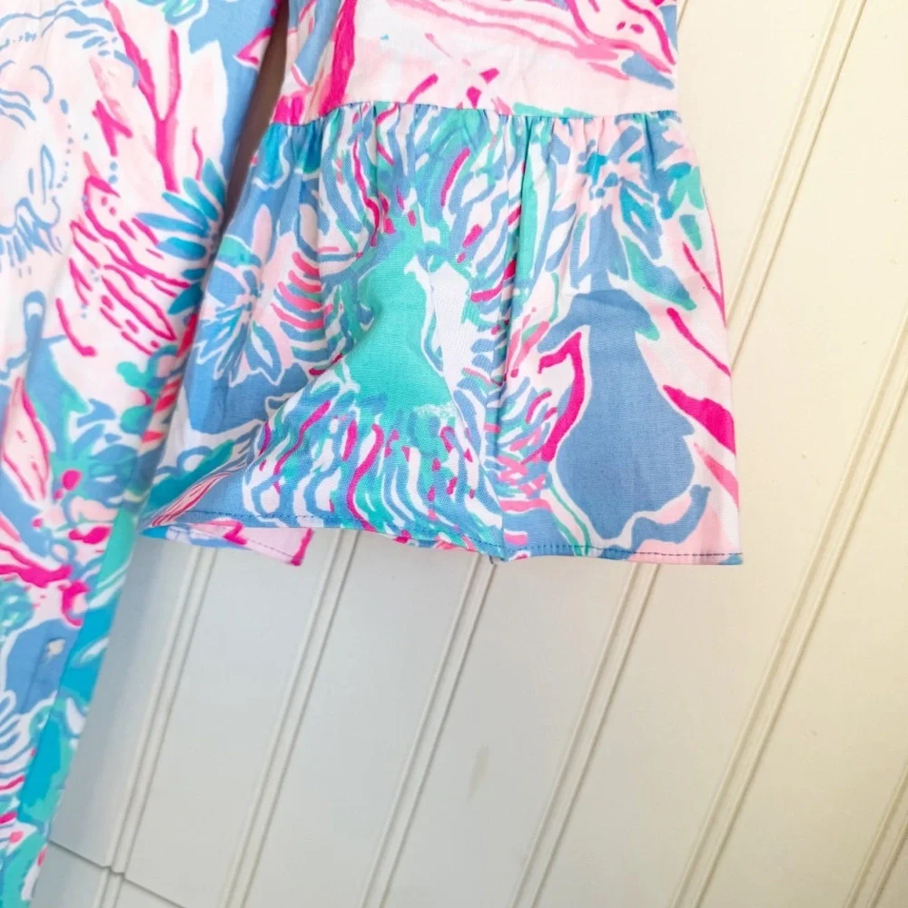 Lilly Pulitzer Sz 2 Collared Ginger Stretch Dress in Blue Peri Viva La Lilly NEW - Picture 6 of 8